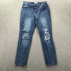 PETRA 153 Womens Jeans 11/29 Distressed Raw Hem Mid Rise Medium Wash Ankle Jeans